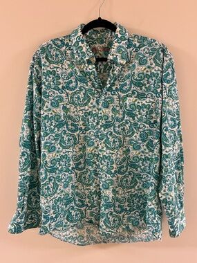 Alan Flusser Paisley Button up 100% Cotton Size Large Shirt